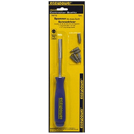 Eazypower 7-Pc 7-1/2 Spanner Magnetic Screwdriver w/ Tip Storage No 4-No 14 1 Bits 79772